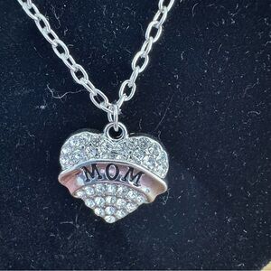 Silver Heart 'MOM' Pendant Necklace